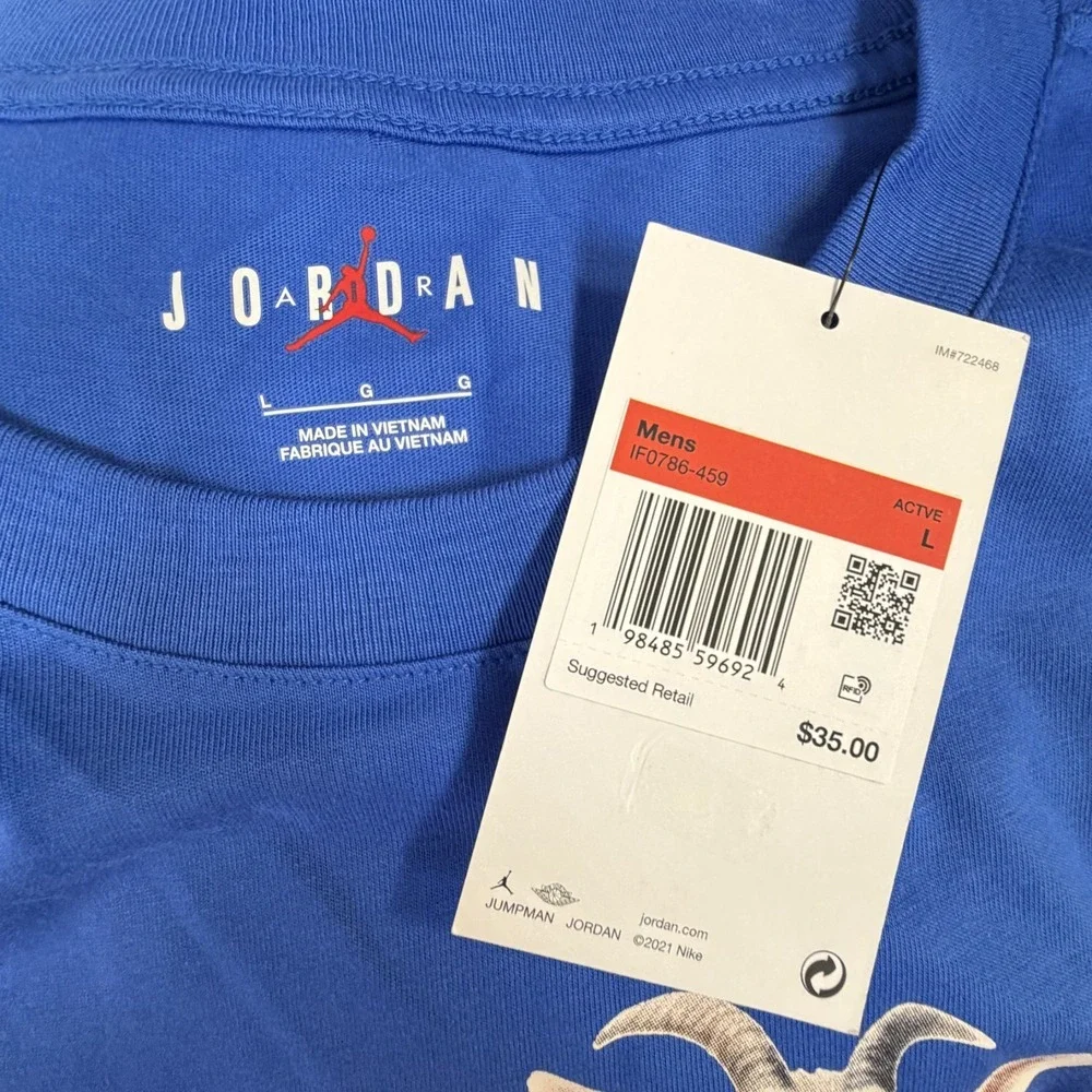 Nike Air Jordan GOAT Jumpman 23 Bulls Graphic T-Shirt Blue Men's L IF0786-459